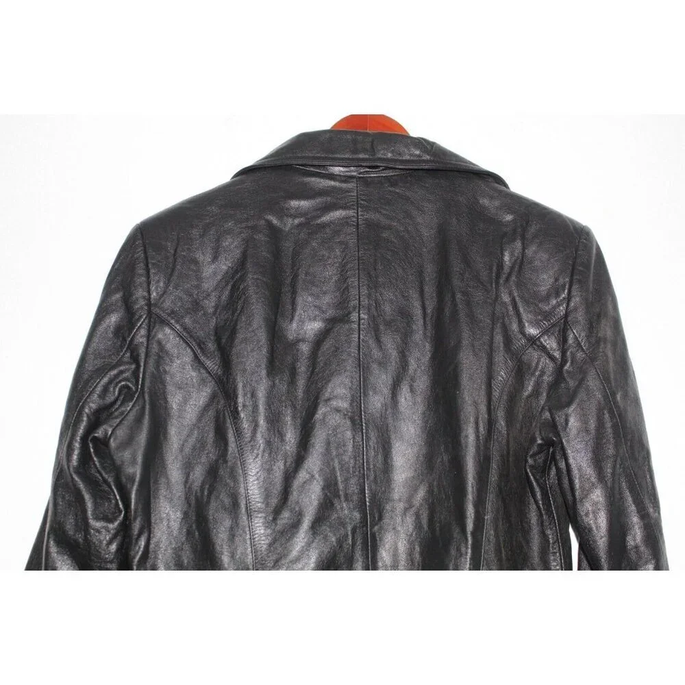 Wilsons Leather Soft‎ Leather Women's Small Black Maxima Coat Blazer Vintage Y2K